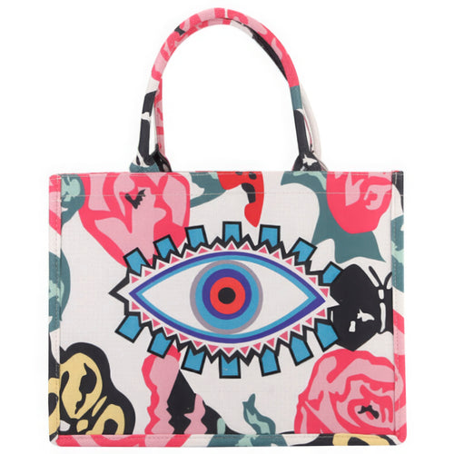 Flower Eye Print Tote Bag