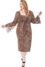 Load image into Gallery viewer, Leopard Print Cardigan &amp; Dress Plus Size Set