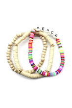 Load image into Gallery viewer, Fashion Wood Rubber Disc Bead Beach Letter Stretch Multi Bracelet