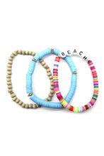 Load image into Gallery viewer, Fashion Wood Rubber Disc Bead Beach Letter Stretch Multi Bracelet