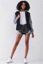 Load image into Gallery viewer, Ripped High-waist Front Zip-up Raw Hem Detail Distressed Mini Shorts