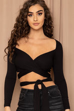 Load image into Gallery viewer, Ribbed Long Strap Wrap Tie Crop Top