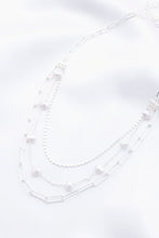 Load image into Gallery viewer, Pearl Beaded Oval Link Layered Necklace