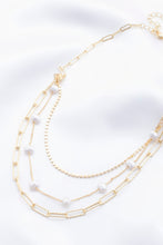 Load image into Gallery viewer, Pearl Beaded Oval Link Layered Necklace