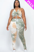 Load image into Gallery viewer, Plus Adjustable Ruched Crop Top And Leggings Set