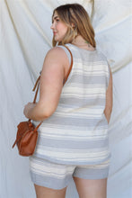 Load image into Gallery viewer, Plus Stripe Knit Sleeveless Top &amp; Short Set