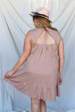 Load image into Gallery viewer, Plus Apricot Textured Ruffle Hem Open Back With Self-tie Detail Mini Dress