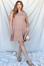 Load image into Gallery viewer, Plus Apricot Textured Ruffle Hem Open Back With Self-tie Detail Mini Dress