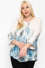 Load image into Gallery viewer, Print Top Featuring A Round Neckline And 3/4 Bell Sleeves