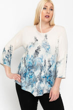 Load image into Gallery viewer, Print Top Featuring A Round Neckline And 3/4 Bell Sleeves