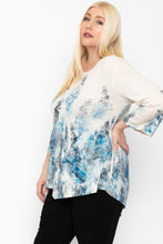 Load image into Gallery viewer, Print Top Featuring A Round Neckline And 3/4 Bell Sleeves