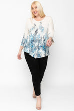 Load image into Gallery viewer, Print Top Featuring A Round Neckline And 3/4 Bell Sleeves