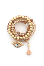 Load image into Gallery viewer, Evil Eye Bead Tassel Bracelet Set