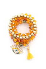 Load image into Gallery viewer, Evil Eye Bead Tassel Bracelet Set