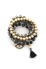 Load image into Gallery viewer, Evil Eye Bead Tassel Bracelet Set