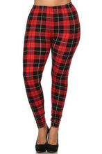 Load image into Gallery viewer, Plus Size Plaid &amp; Checkered Print, Full Length Leggings In A Fitted Style