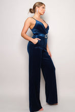 Load image into Gallery viewer, Samba Rhinestone Belt Velvet Jumpsuit