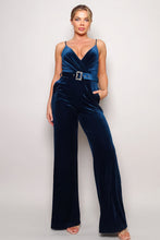 Load image into Gallery viewer, Samba Rhinestone Belt Velvet Jumpsuit