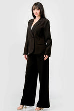 Load image into Gallery viewer, Luxe Stretch Woven Loose Fit Blazer And Wide Legs Pants Semi Formal Set
