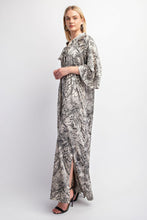 Load image into Gallery viewer, Elegant Print Satin Maxi Dress With Tie Neck