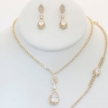 Load image into Gallery viewer, Rhinestone Necklace Earring Bracelet Set
