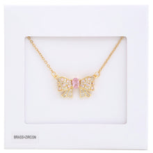 Load image into Gallery viewer, Rhinestone Bow Metal Necklace