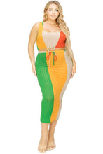 Load image into Gallery viewer, Plus Sleeveless Color Block 2 Piece Skirt Set