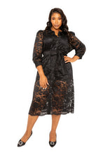 Load image into Gallery viewer, Belted Lace Shirt Dress
