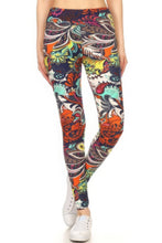Load image into Gallery viewer, Yoga Style Banded Lined Multicolored Mixed Paisley Print, Full Length Leggings