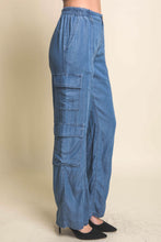 Load image into Gallery viewer, Full-length Tencel Pants With Cargo Pockets