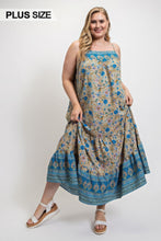 Load image into Gallery viewer, Floral And Aztec Print Drop Down Maxi Dress With Spaghetti Strap