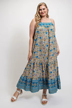 Load image into Gallery viewer, Floral And Aztec Print Drop Down Maxi Dress With Spaghetti Strap