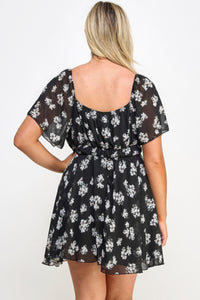 Plus Size Floral Chiffon Dress