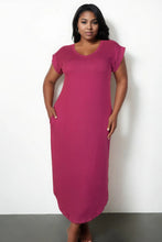 Load image into Gallery viewer, Plus Size Hidden Pocket Batwing Sleeve V Neck Long Dress