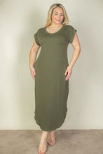 Load image into Gallery viewer, Plus Size Hidden Pocket Batwing Sleeve V Neck Long Dress