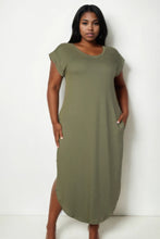 Load image into Gallery viewer, Plus Size Hidden Pocket Batwing Sleeve V Neck Long Dress