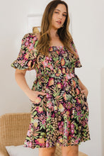 Load image into Gallery viewer, Plus Floral Printed Center Tie-back Mini Dress