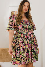 Load image into Gallery viewer, Plus Floral Printed Center Tie-back Mini Dress