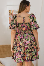 Load image into Gallery viewer, Plus Floral Printed Center Tie-back Mini Dress