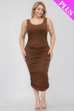 Load image into Gallery viewer, Plus Size Square Neck Ruched Bodycon Midi Dress