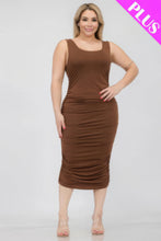 Load image into Gallery viewer, Plus Size Square Neck Ruched Bodycon Midi Dress