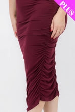 Load image into Gallery viewer, Plus Size Square Neck Ruched Bodycon Midi Dress