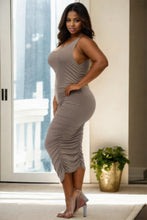 Load image into Gallery viewer, Plus Size Square Neck Ruched Bodycon Midi Dress