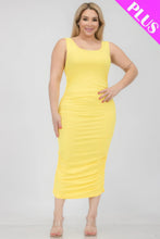 Load image into Gallery viewer, Plus Size Square Neck Ruched Bodycon Midi Dress