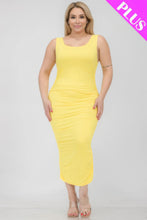 Load image into Gallery viewer, Plus Size Square Neck Ruched Bodycon Midi Dress