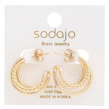 Load image into Gallery viewer, Double Hoop Rope Gold Dipped Earring