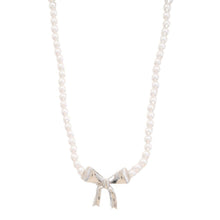 Load image into Gallery viewer, Pearl Ribbon Bow Pendant Necklace