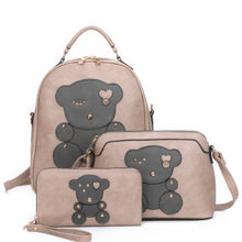 Load image into Gallery viewer, 3in1 Cute Bear Design Handle Backpack W Crossbody And Wallet Set