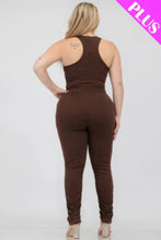 Load image into Gallery viewer, Plus Size Crop Tank Top &amp; Ruched Pants Set