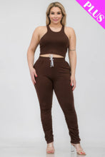 Load image into Gallery viewer, Plus Size Crop Tank Top &amp; Ruched Pants Set